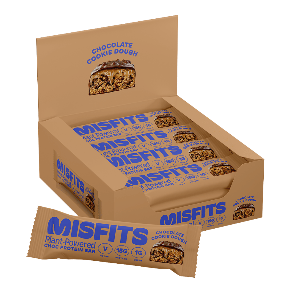 Misfits Chocolate Cookie Dough Vegan Protein Bars - Boxes of 12
