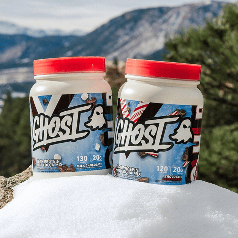 Ghost Protein Hot Chocolate On Snowy Mountains