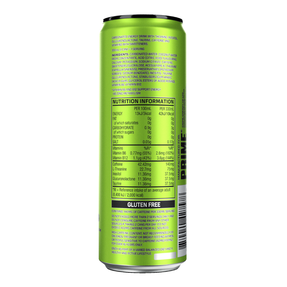 Lemon & Lime Prime Energy Drinks 330ml Protein Package Protein Package