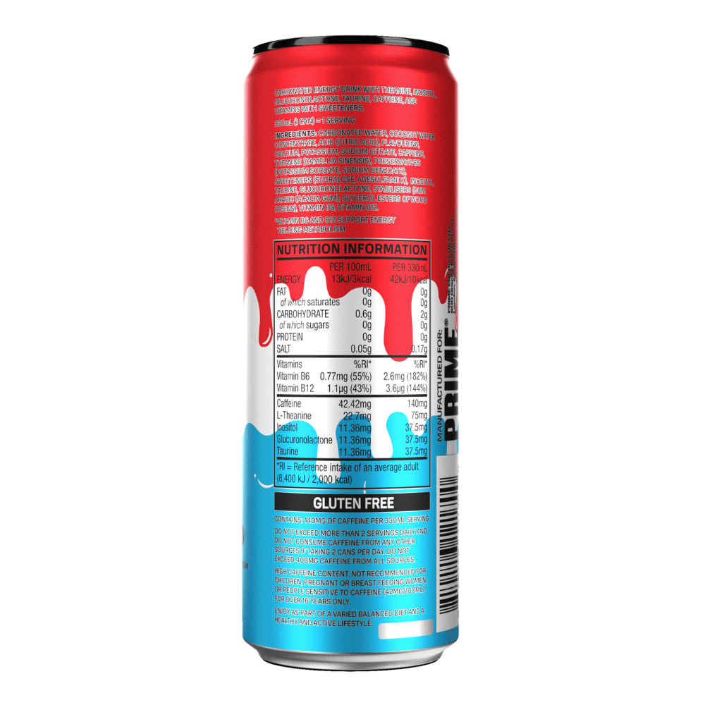 Nutritional Content and Ingredients in Prime Ice Pop Cans - 1x330ml