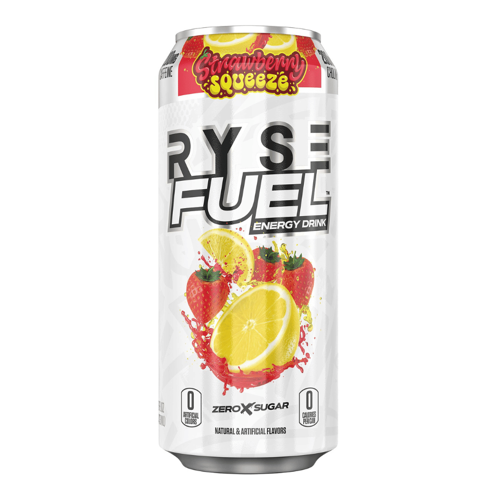 RYSE Fuel Strawberry Squeeze Energy Drinks - Zero Calorie and Sugar - Single 473ml Cans