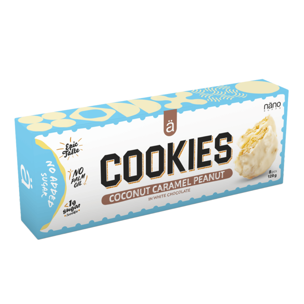 Nano Supps Low Sugar Protein Cookies - Coconut Caramel Peanut White Chocolate - 128g (8 Cookies)