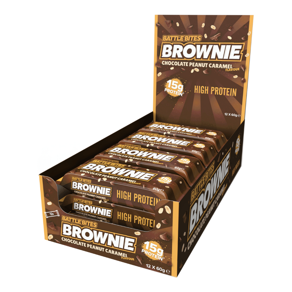 12 Pack of Chocolate Caramel Peanut Battle Bites Protein Brownies