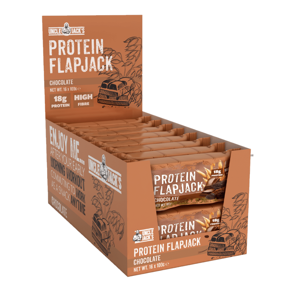 Cheap Chocolate Protein Flapjacks - Made by Uncle Jack's UK - Protein Package - 16 x 100g
