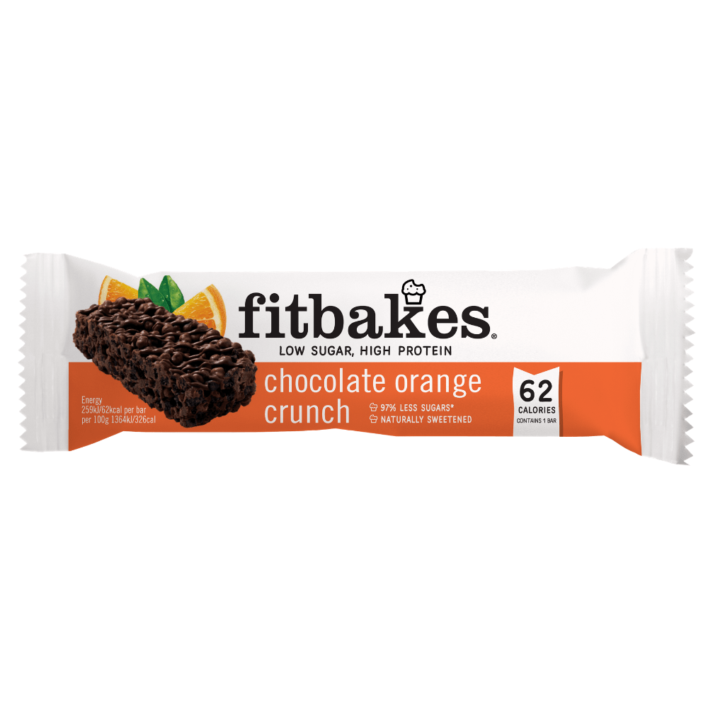 Healthy Mini-Protein Bars by Fitbakes UK - Chocolate Orange Crunch Flavour - Just 62 Calories 