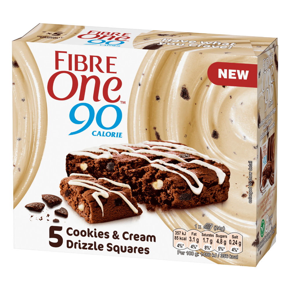 Cookies and Cream Fibre One 90 Low Calorie Bar Box (5 Bars)