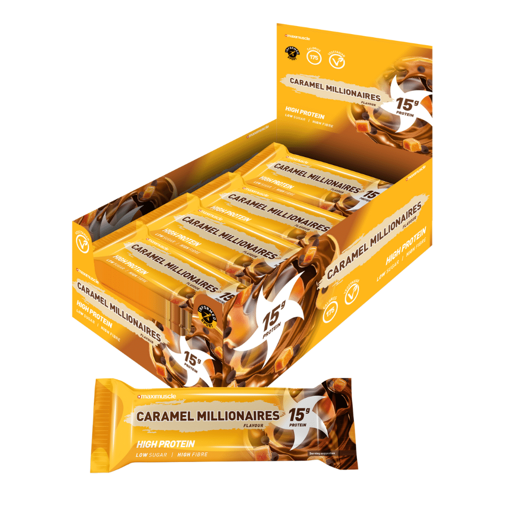 Maximuscle Nutrition Caramel Millionaires High Protein Snack Bars - 12 Pack Of 45-Grams