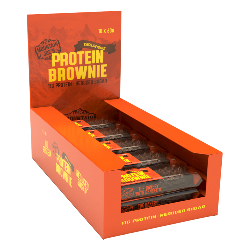 Mountain Joe's Chocolate Peanut Flavoured High Protein Brownies - The Bakery With Benefits UK - 10x60g