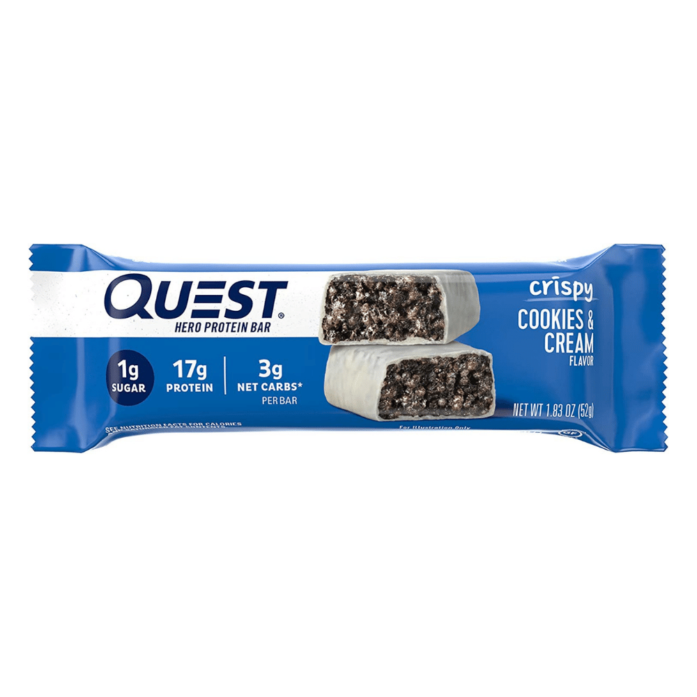 Quest Crispy Hero Cookies and Cream Protein Bars 52-Gram - Single Bar Pick and Mix