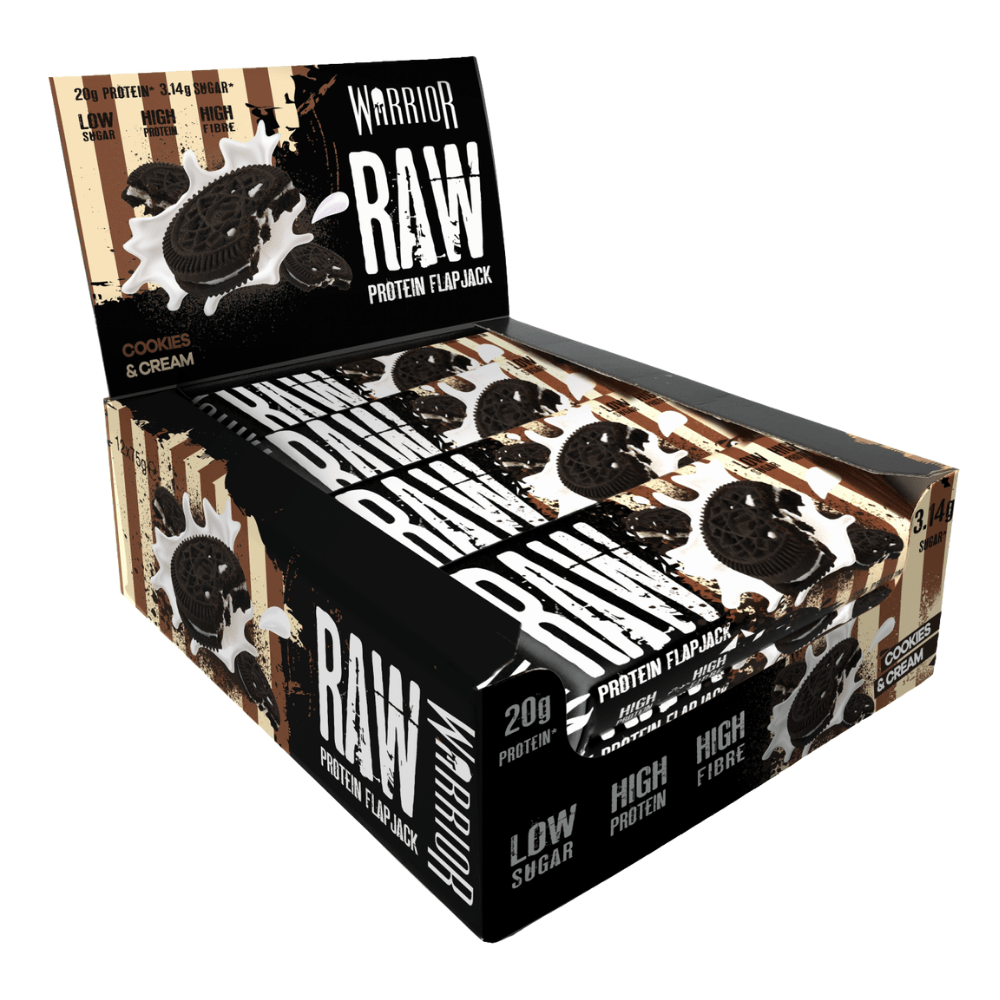 Warrior Supplements Cookies N Cream Flavoured High Fibre Protein Flapjacks - Boxes of x12