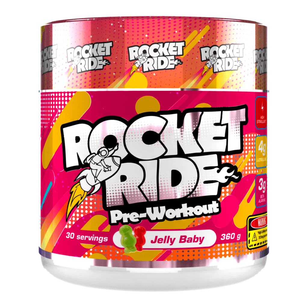 Rocket Ride Jelly Baby Pre-Workout Powder - Food Supplement With Vitamins, BCAAs and Sweeteners
