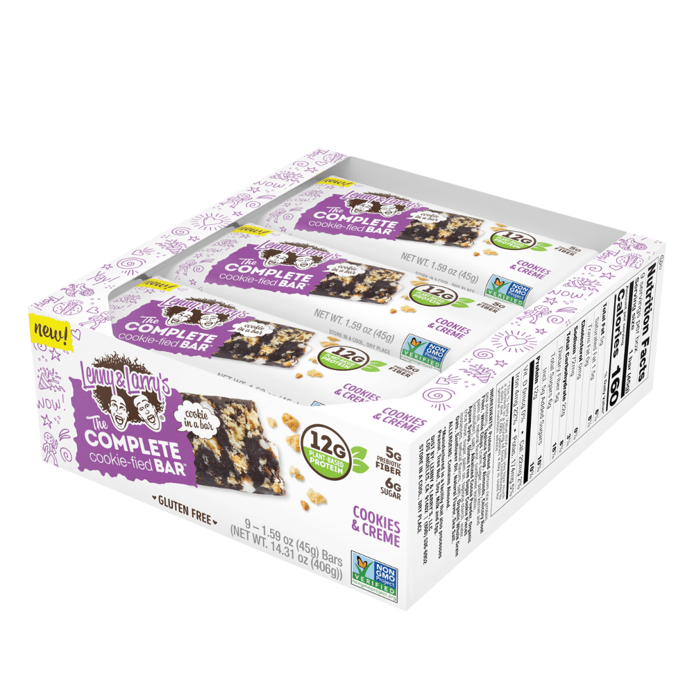 9x45g - Lenny and Larry's Gluten-Free Cookie Plant-Based Vegan Protein Bars - Cookies and Creme Flavour