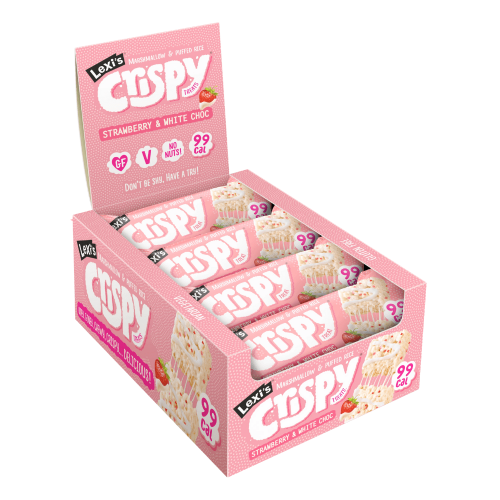 12 Pack of Lexi's Treats Crispy Low Calorie Weight Loss Bar - Strawberry & White Chocolate Flavour