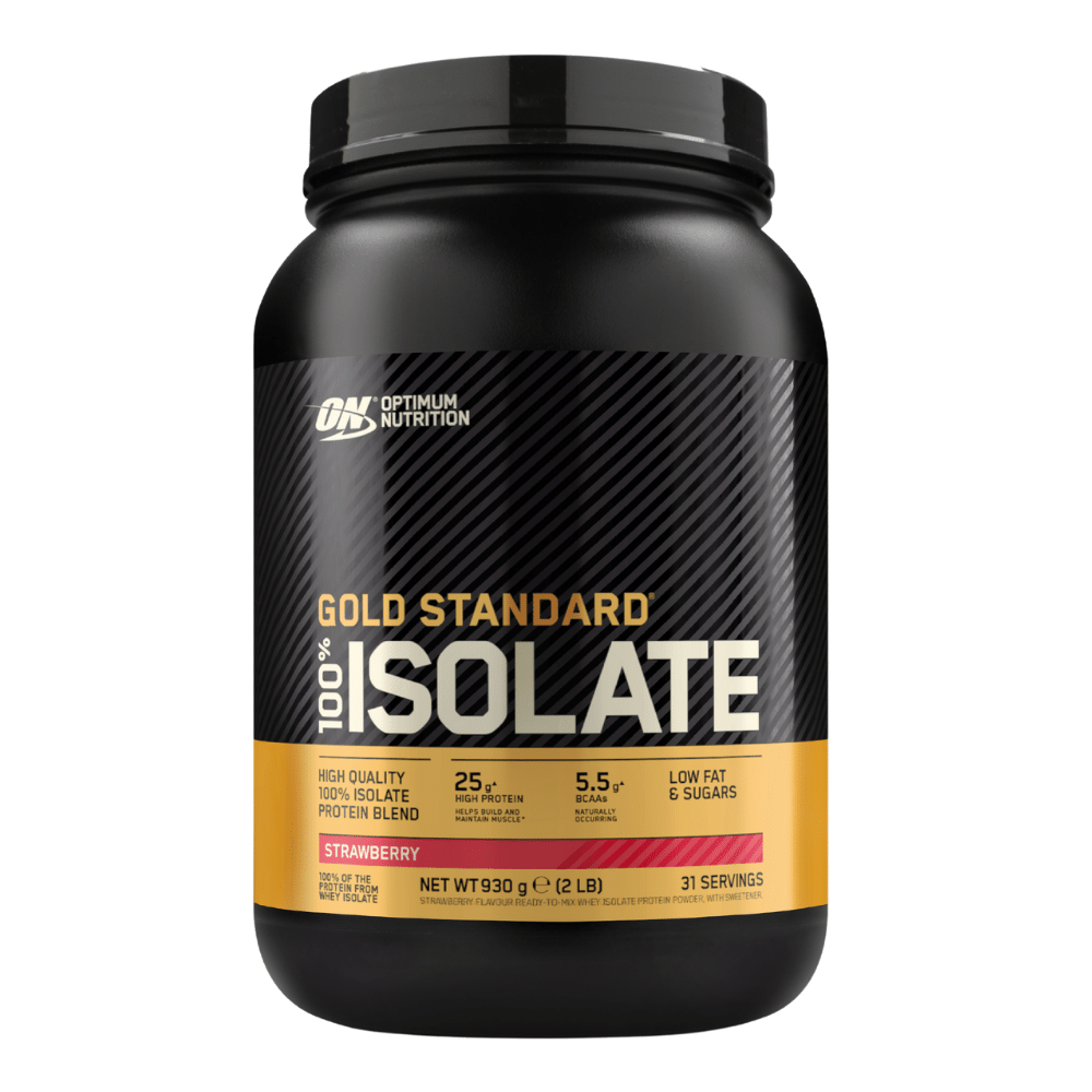 Strawberry flavoured Gold Standard 100% Whey Isolate Protein Powder - Made by Optimum Nutrition UK