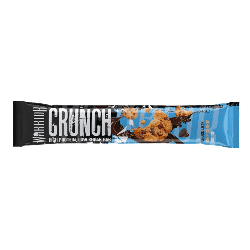 Chocolate Chip Cookie Dough flavoured NEW Warrior Supps Crunch Low Sugar High Protein Bars - 1x64g Single Bar