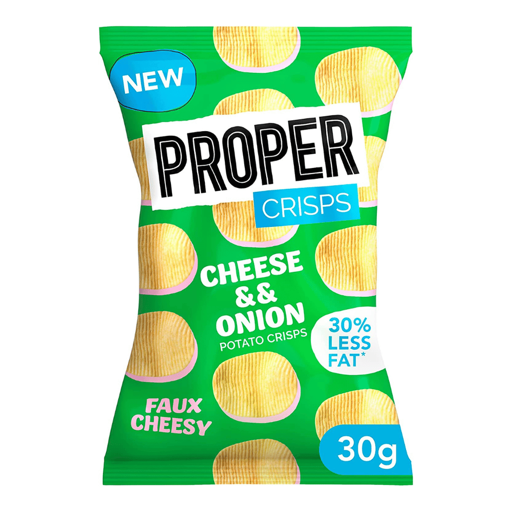 Cheese and Onion PROPER Low Calorie Crisps - Single 30g Packet