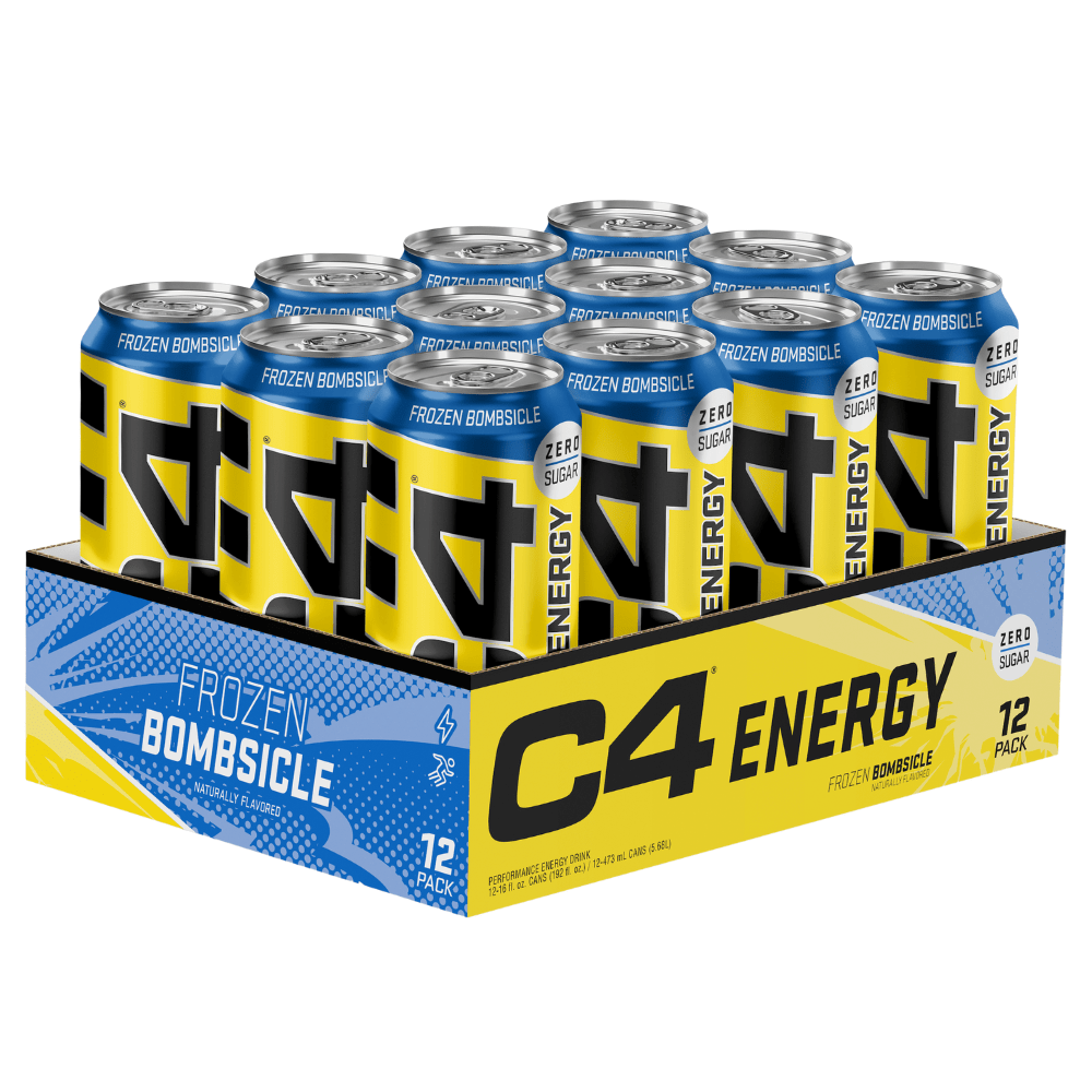 C4 Energy Frozen Bombsicle Naturally Flavoured Caffeine Low Calorie Energy Drinks - Packs of 12x500ml