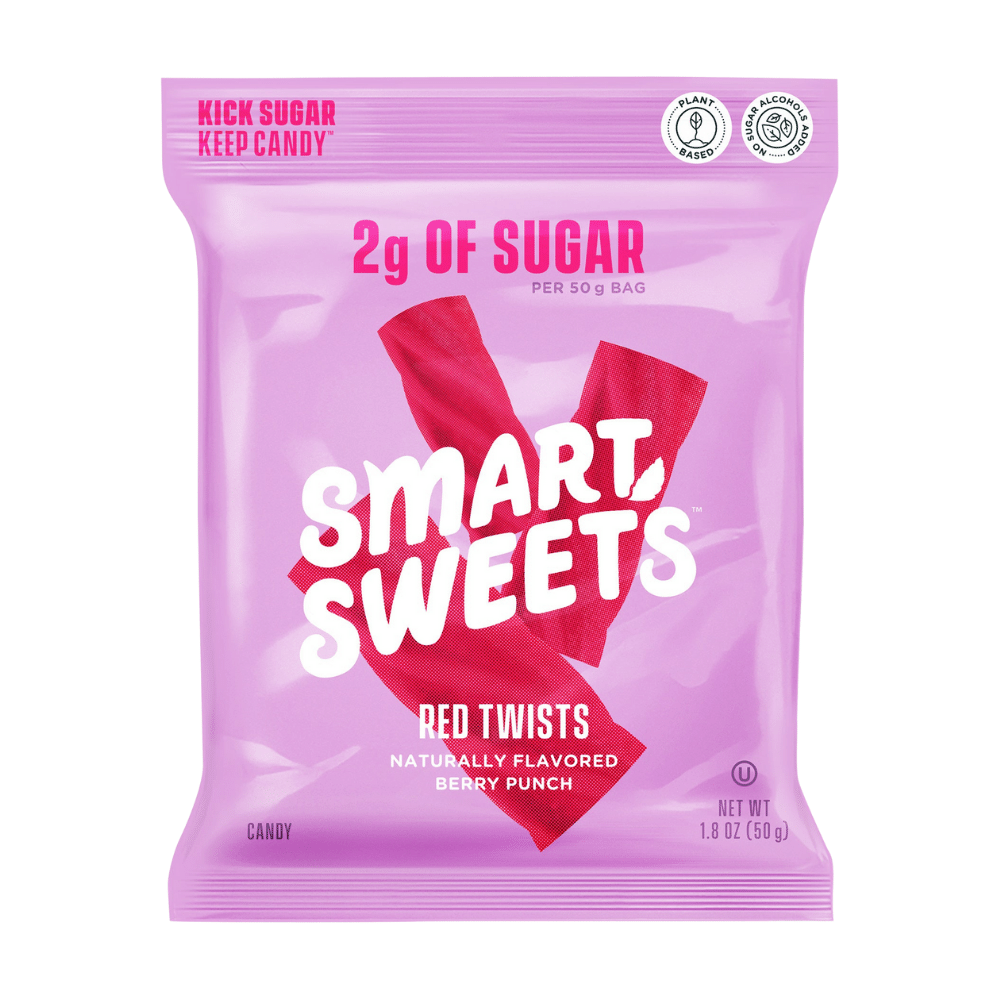 Smart Sweets Red Twists Naturally Flavoured Berry Punch Healthy Candy - 50g Packets