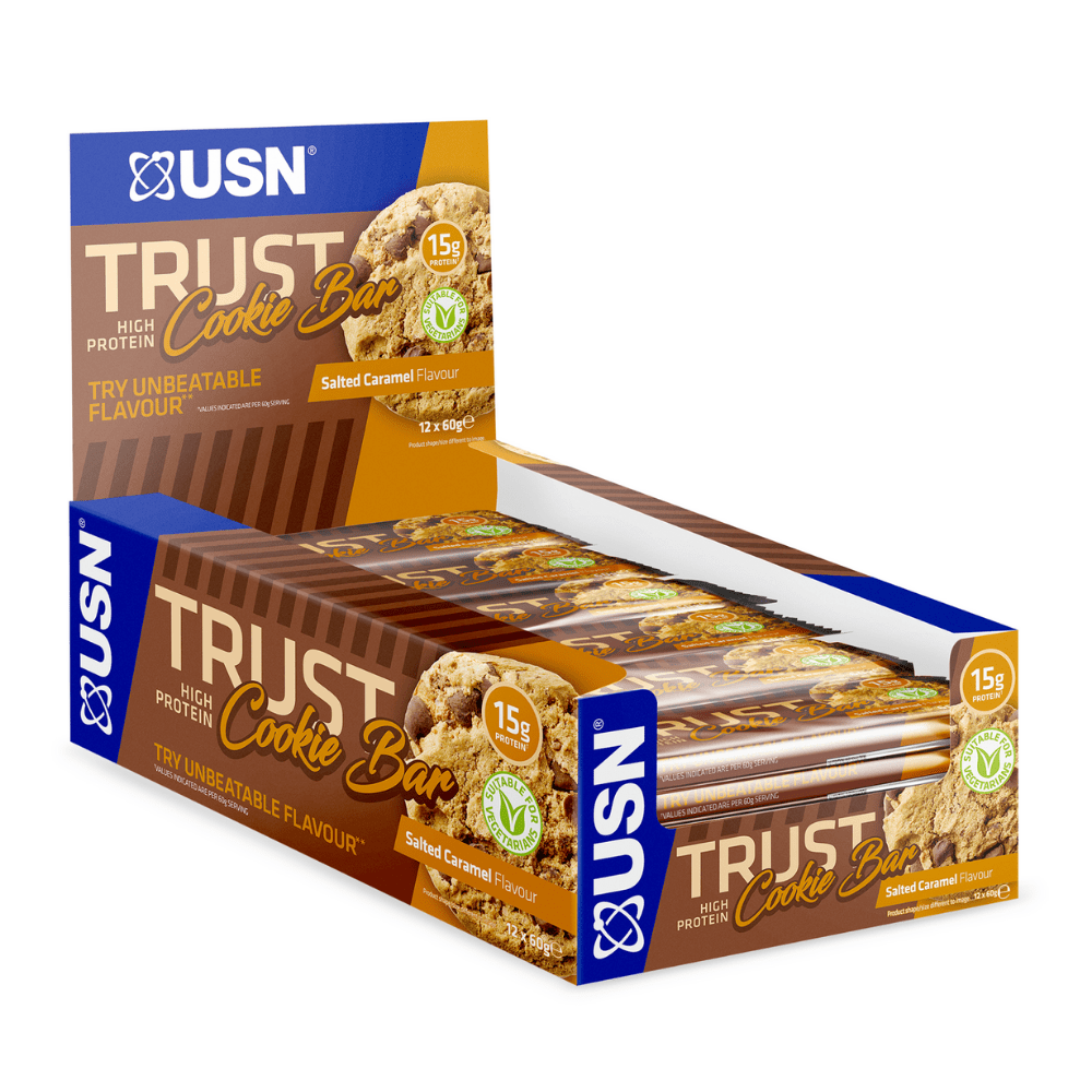 USN Salted Caramel High Protein Cookie Bars (12x60-grams) Full Boxes