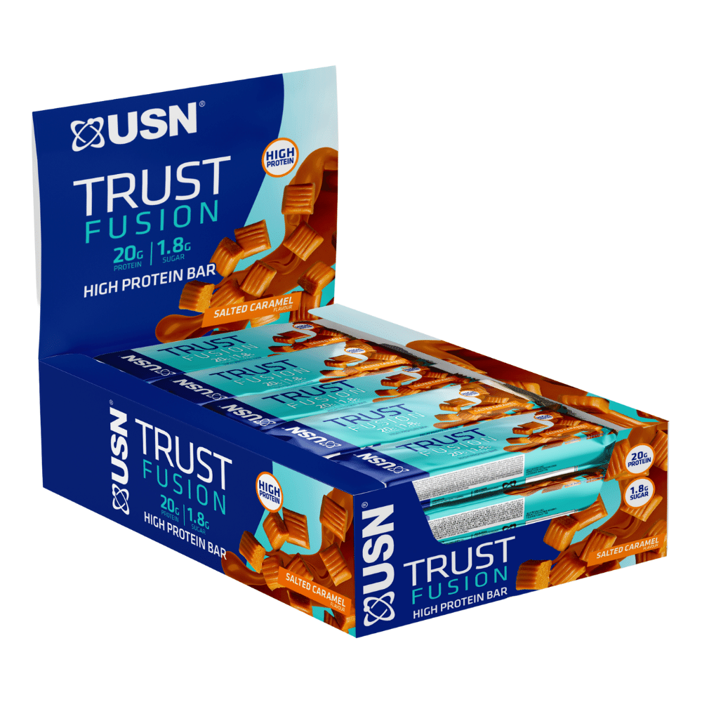 USN Trust Fusion Salted Caramel Protein Bar 55g Protein Package