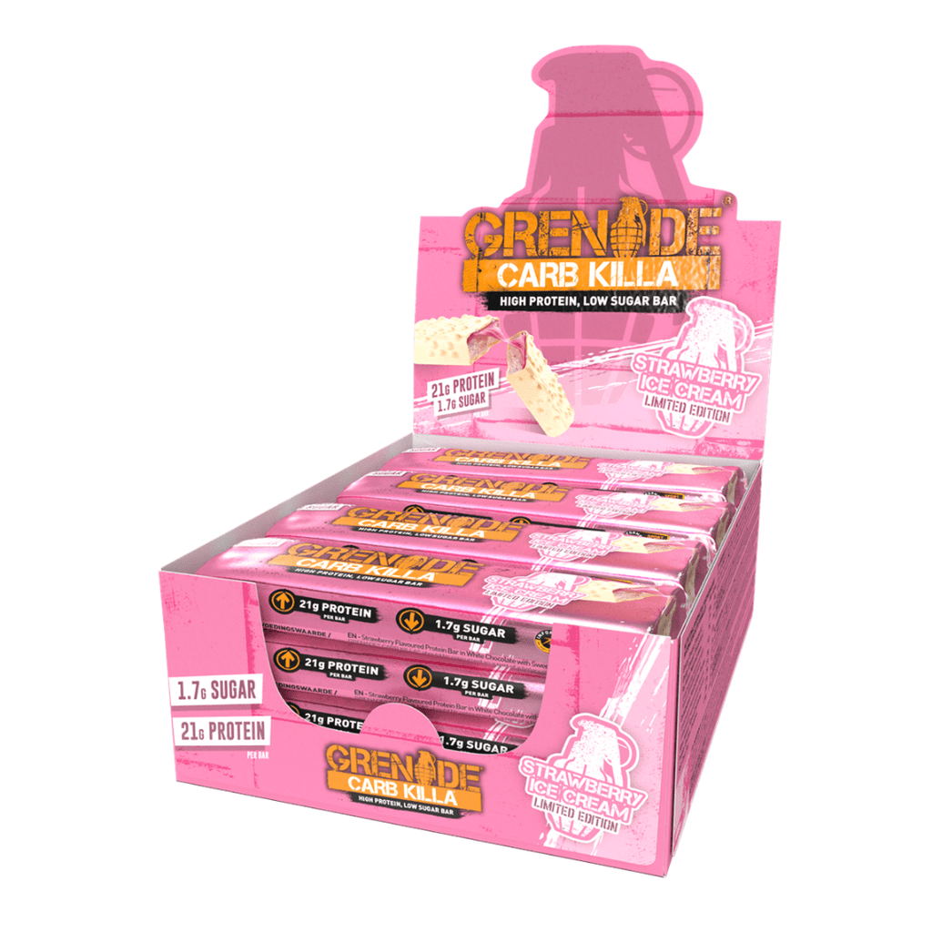 Grenade Strawberry Ice Cream Limited Edition Summer Carb Killa Protein Bar Boxes