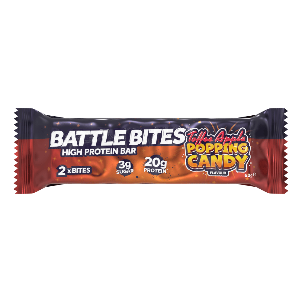 Battle Bites - Toffee Apple Popping Candy Flavour - High Protein Bar 62g - Protein Package