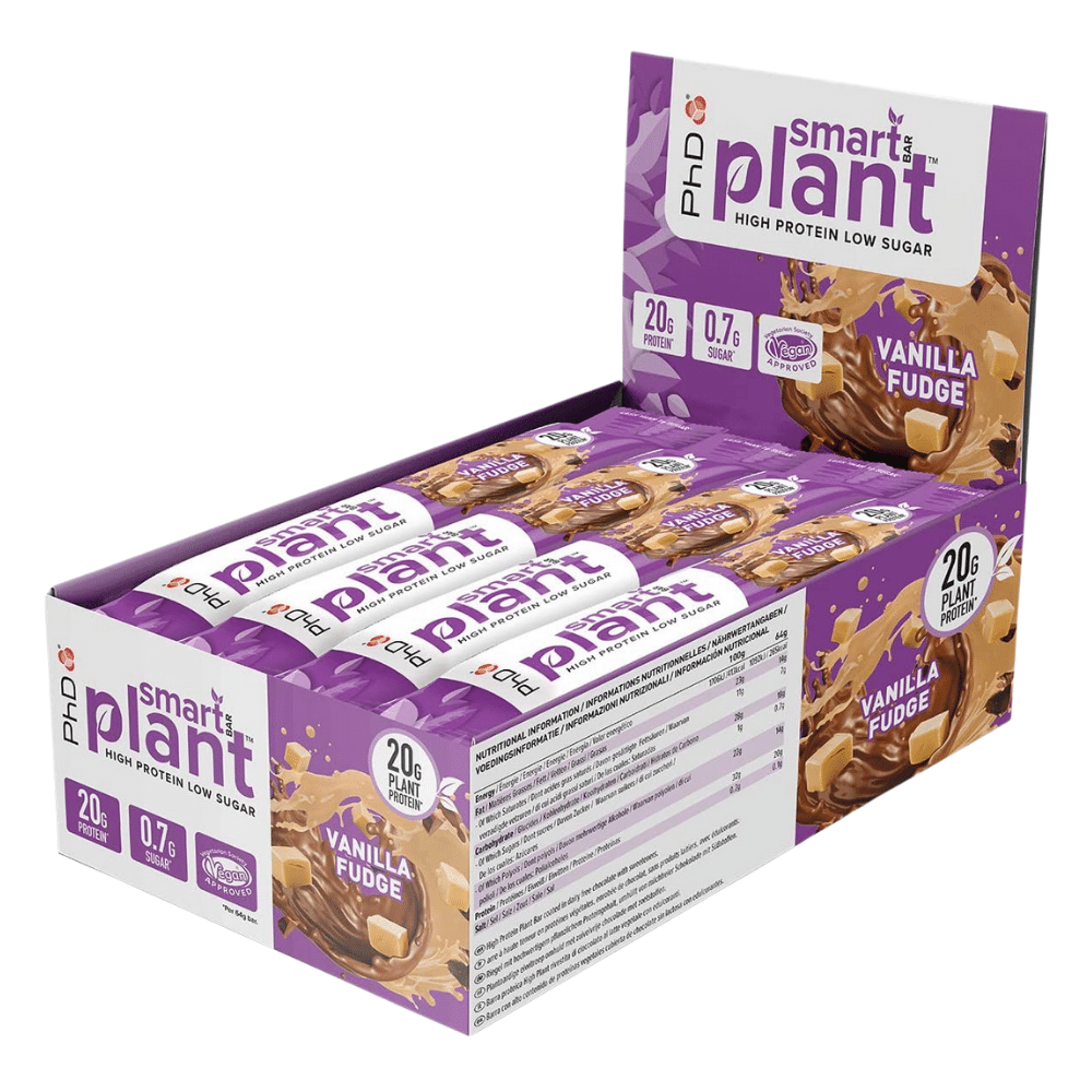 PhD Nutrition Vanilla Fudge Flavoured Smart Plant Protein Bars - 12 Box Pack