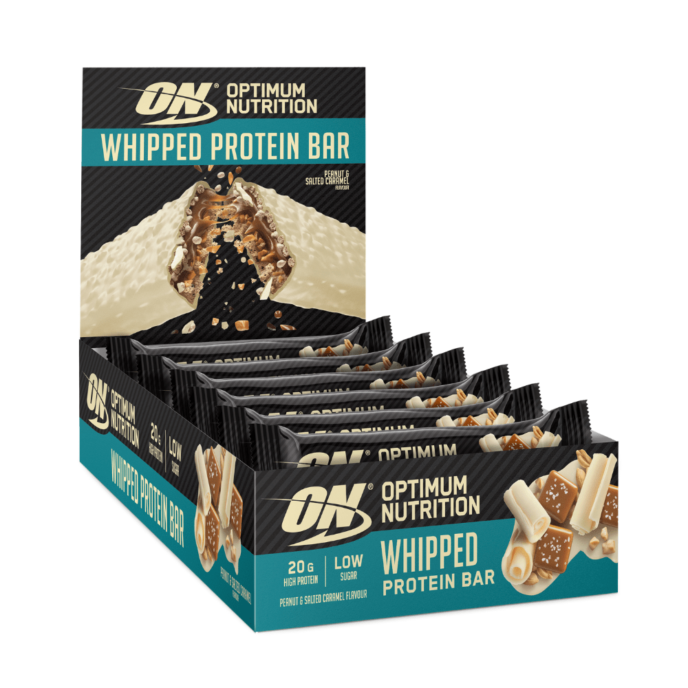 Peanut and Salted Caramel White Chocolate Whipped Protein Bars (Boxes of 10) - Cheap Optimum Bars