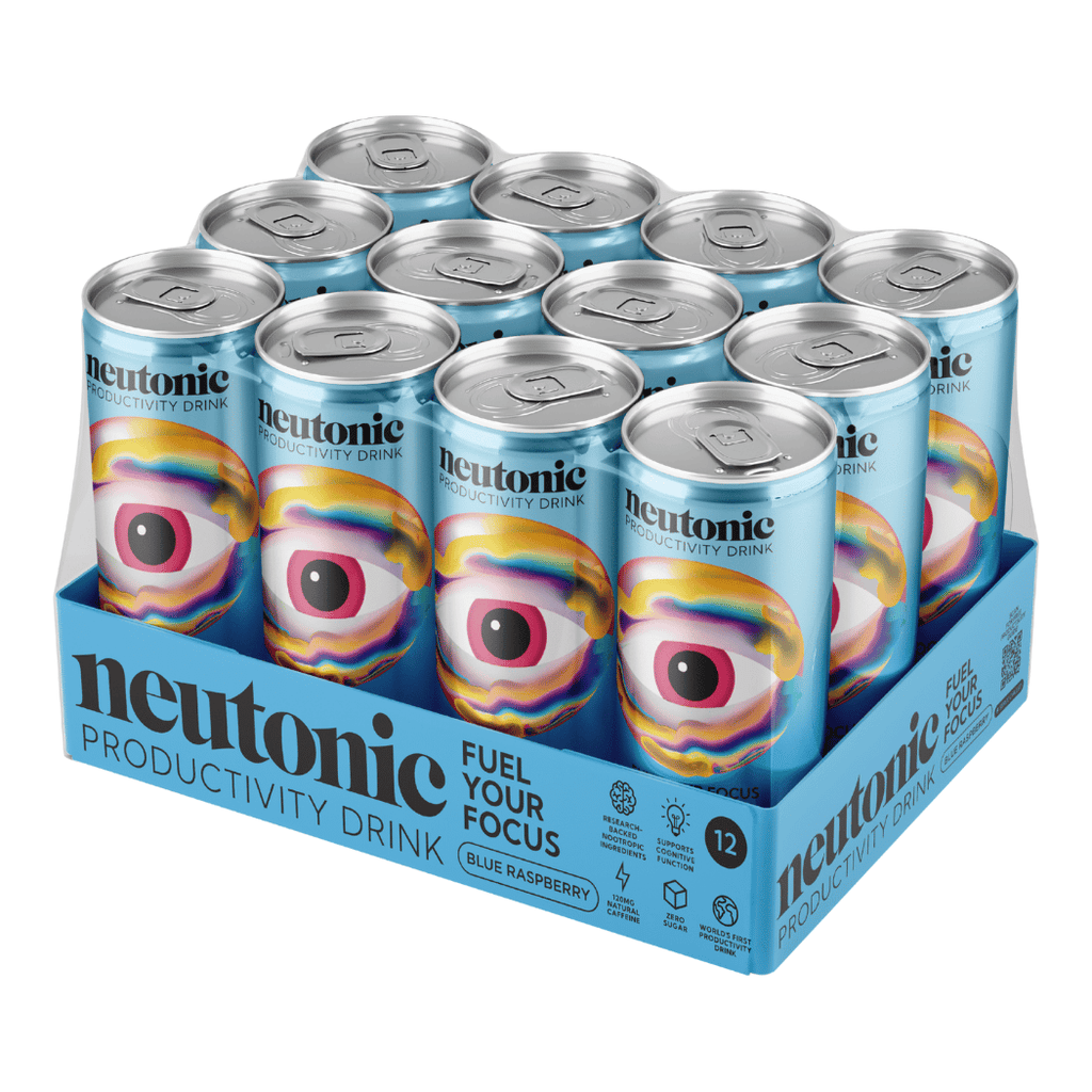 Neutonic Productivity Nootropic Energy Drinks - Blue Raspberry Flavour - 12 x 330ml Cans