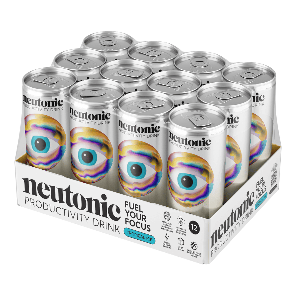 Neutonic Productivity Nootropic Energy Drinks - Tropical Ice Flavour - 12 x 330ml Cans
