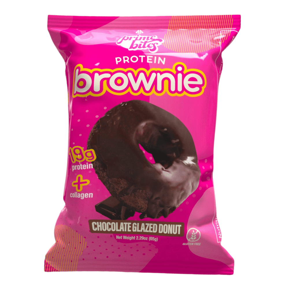 Alpha Prime Chocolate Glazed Donut Flavoured Prime Bites - Protein Brownies UK - Single 65g Packet