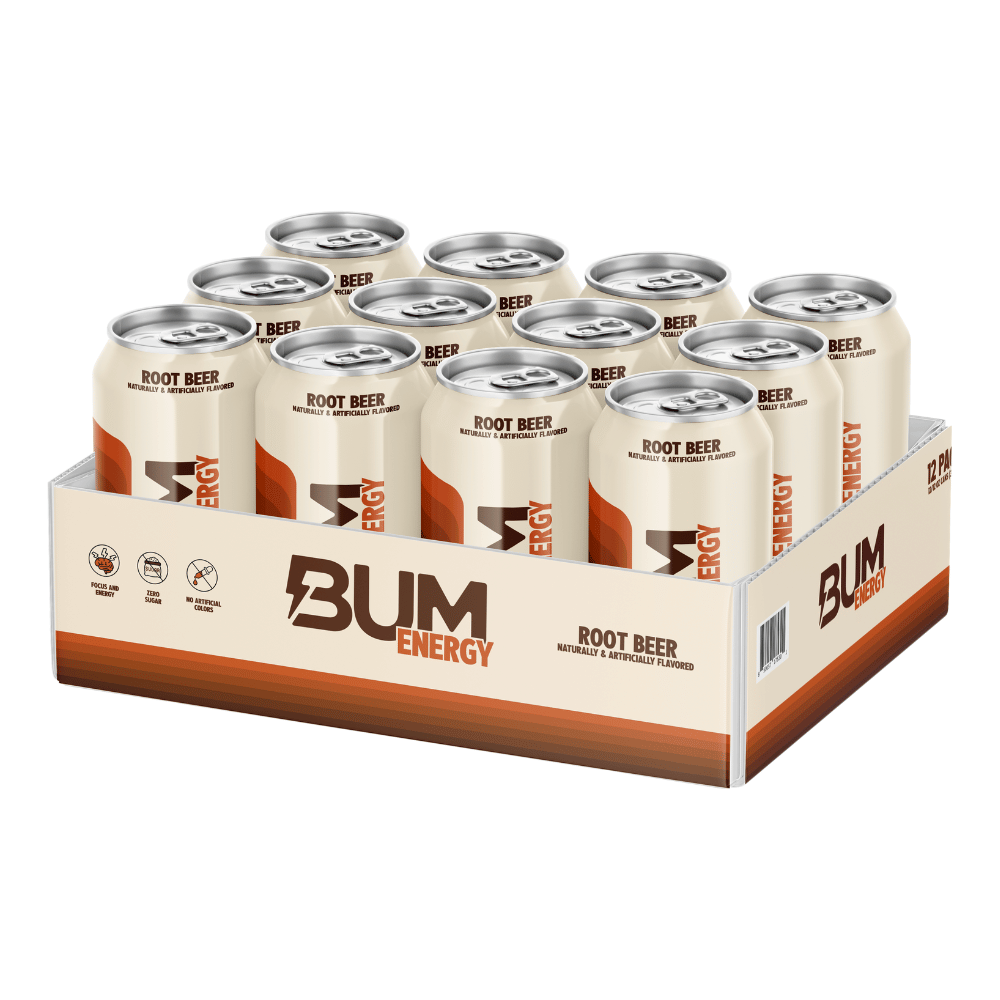 12 Pack of Root Beer BUM Energy Drinks - 12x355ml Cans