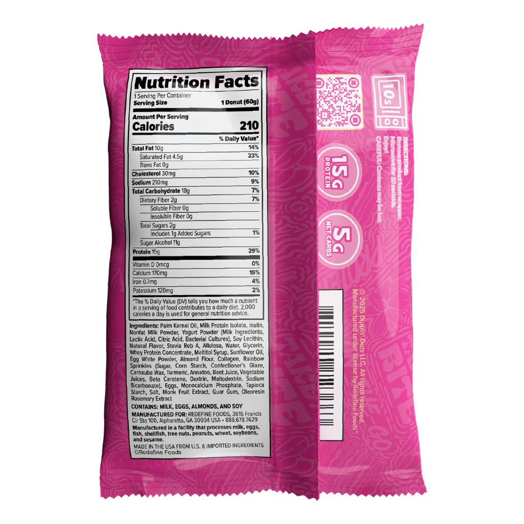 Back of the Birthday Cake Redefine Protein Donut Packet