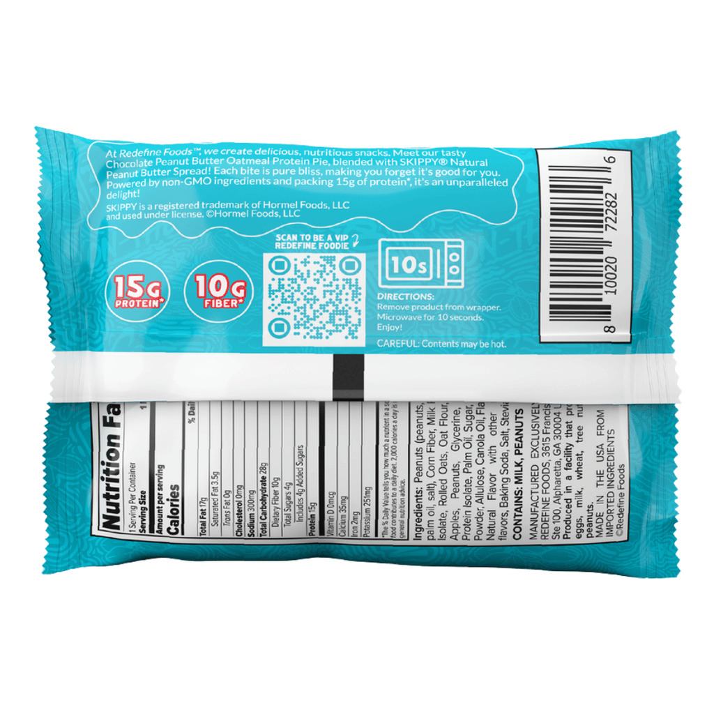 Back of the Chocolate Peanut Butter Skippy Redefine Protein Pies