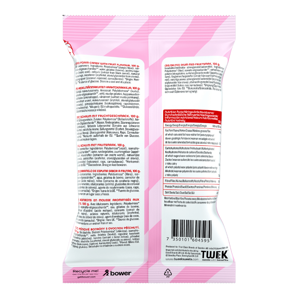 Tweek Sweets Super Santas - Back of the packet - Single 100g