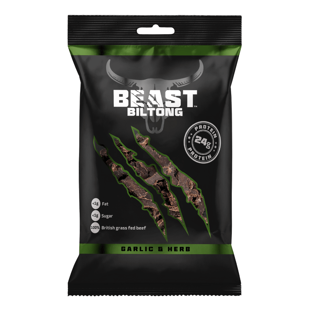 Beast Protein Beef Biltong Garlic and Herb - Single 40g Pack