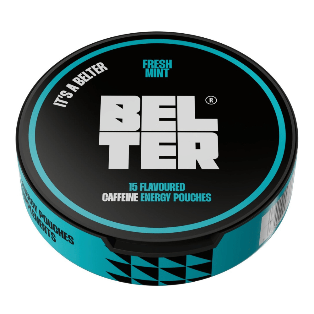 Belter Caffeine Energy Pouches Fresh Mint 3D Side View