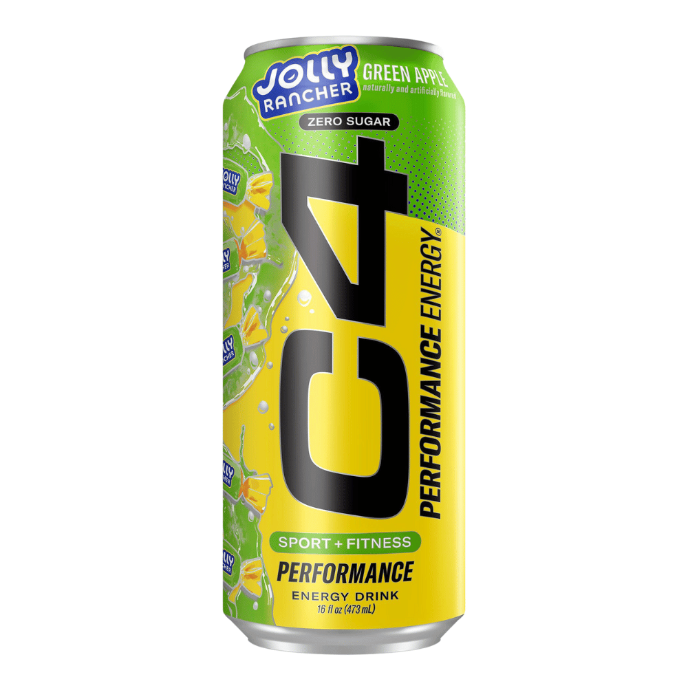 C4 x Jolly Rancher Green Apple Flavoured Energy Drinks - Single 473ml Can