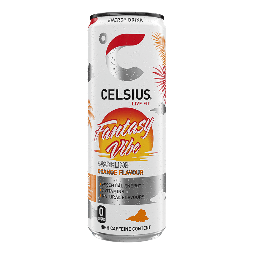 Celcius Fantasy Vibe (Orange Flavour) - Zero Sugar Energy Drinks - 355ml Cans