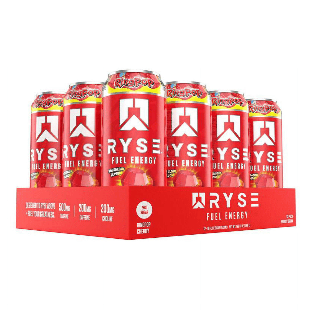 RYSE FUEL Cherry Ring Pop Energy Drinks - 12 x 473ml Cans