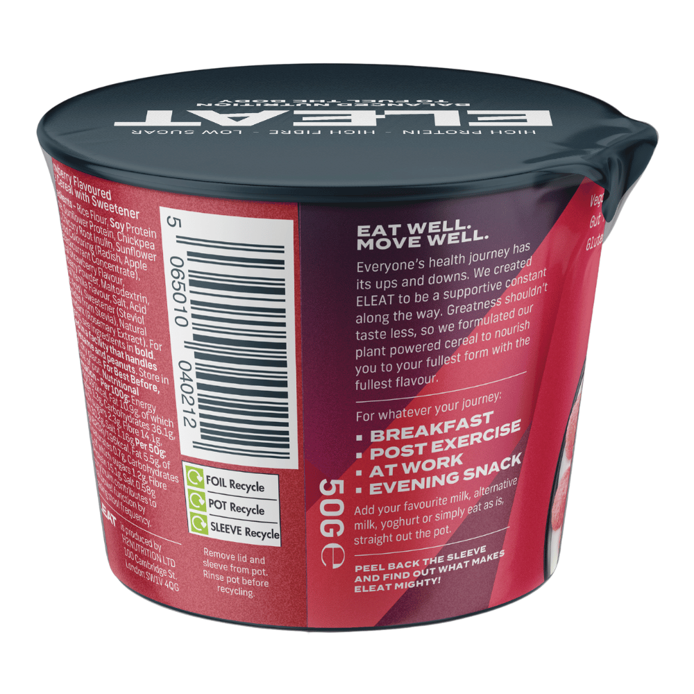 Back of the pot - Eleat Strawberry Protein Cereal Pots