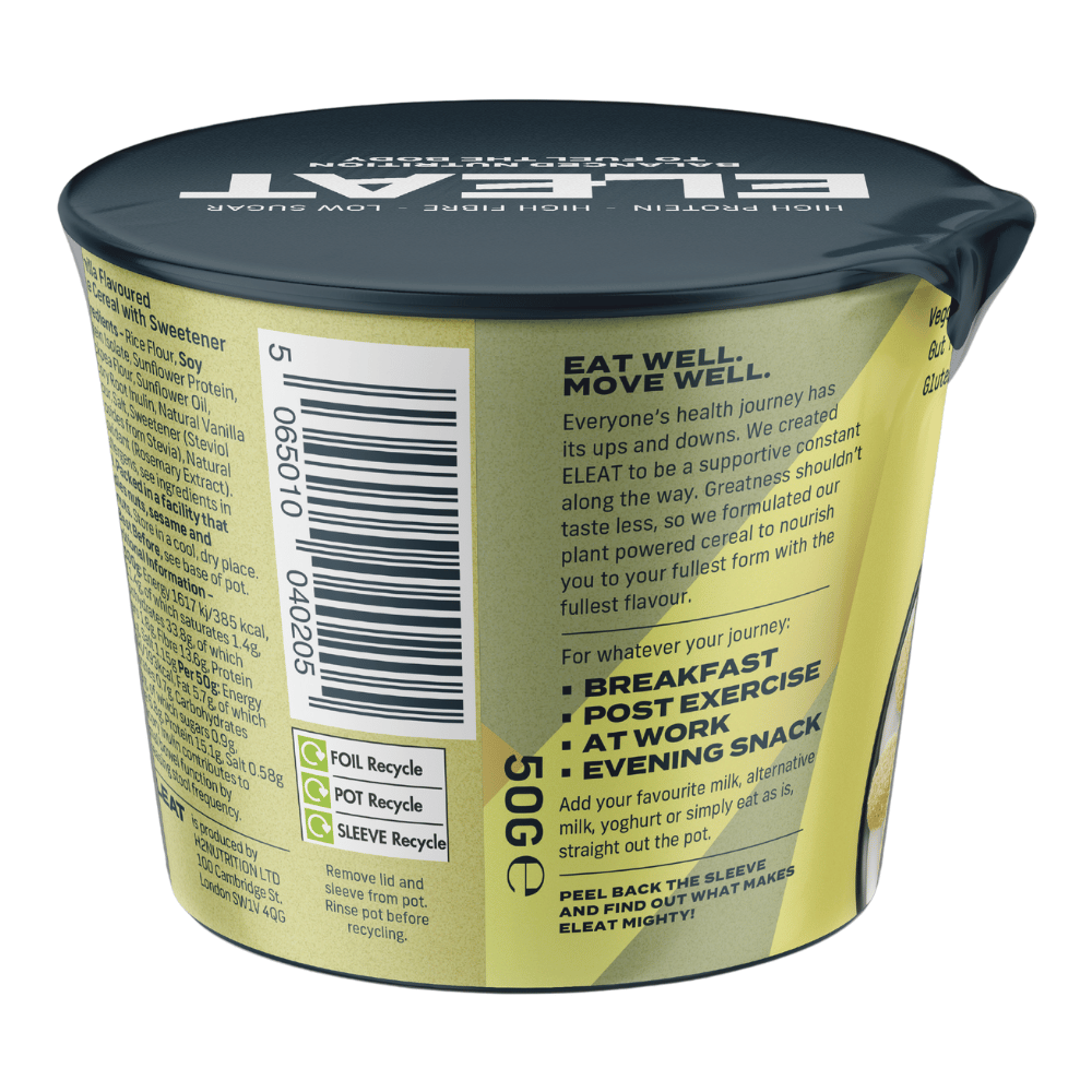Back of the pack - nutritional and ingredients list - Vanilla Eleat Protein Cereal