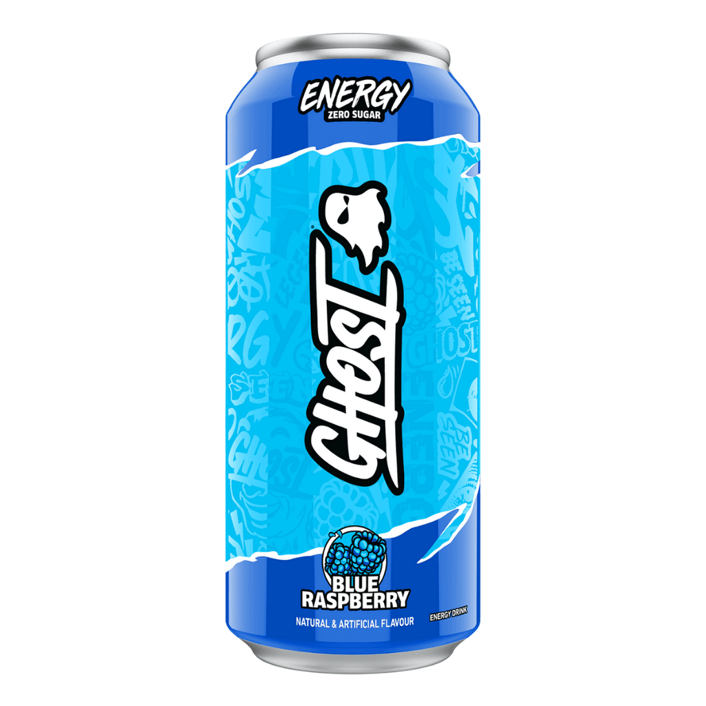 Ghost Energy Zero Sugar Energy Drinks - Blue Raspberry Flavour - Single 500ml Can UK