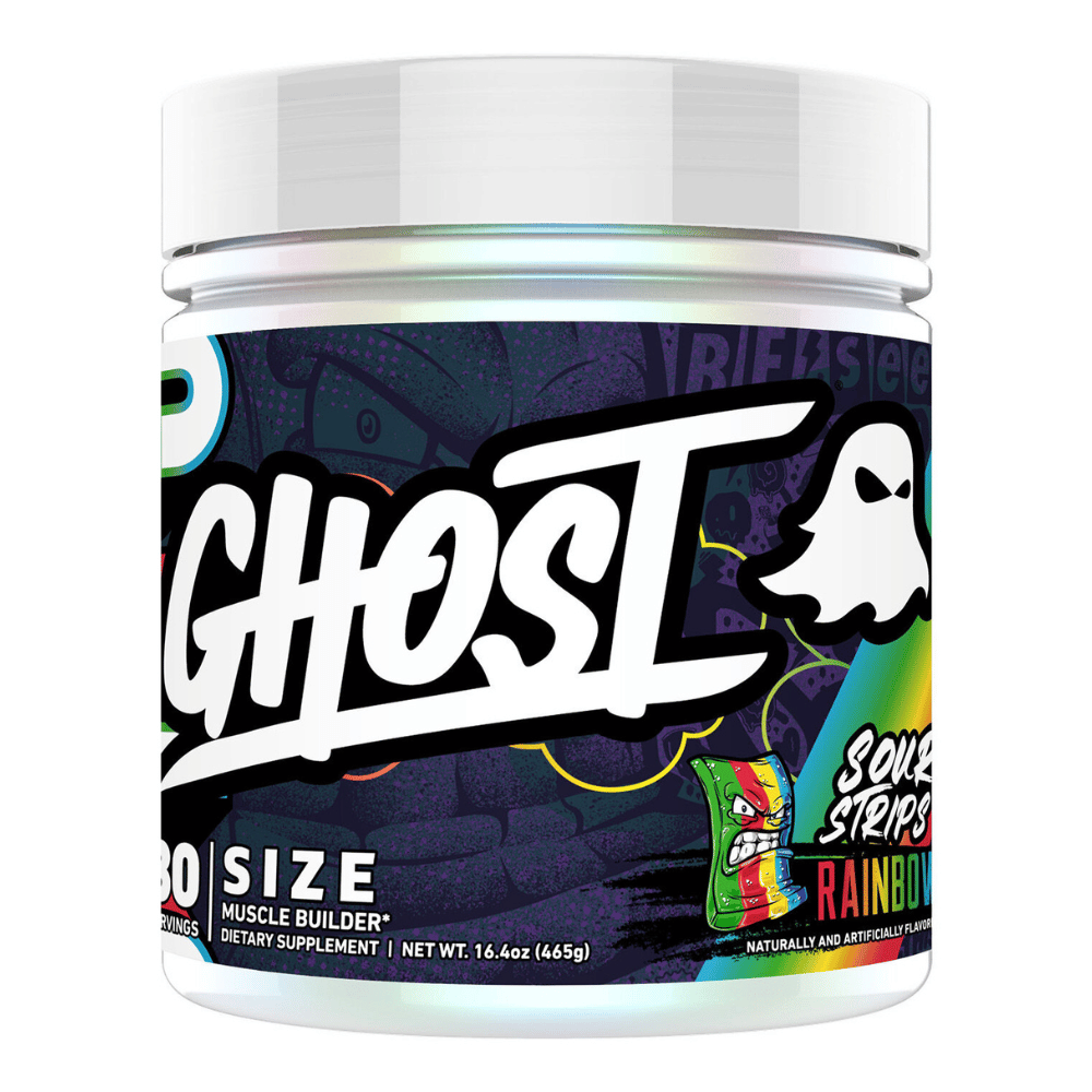 Ghost Size - Sour Strips Rainbow Flavour - Flavoured Creatine Muscle Building Supplement - 465g (30 Servings)
