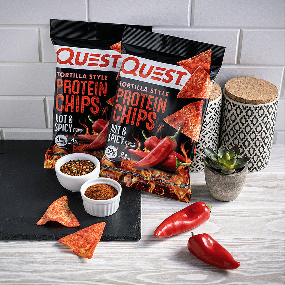 Quest Hot and Spicy Protein Crisps - Lifestyle Shot