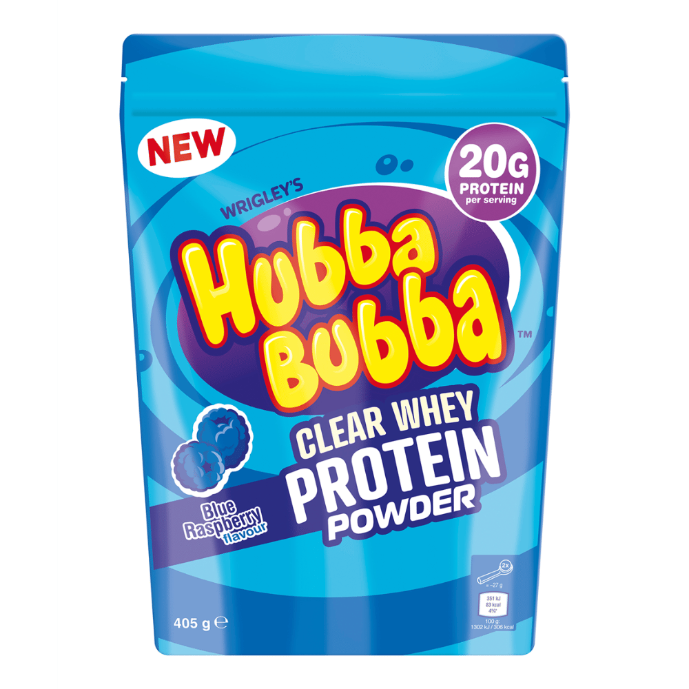 Hubba Bubba Clear Whey Protein Powder - Blue Raspberry Flavour - 405g Packs (15 Servings)