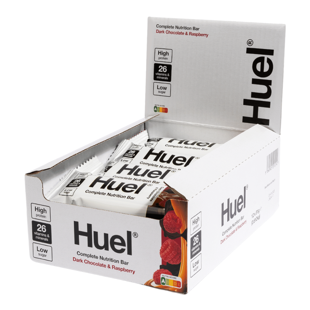 Huel Dark Chocolate and Raspberry Complete Protein Bars - 12 Pack Boxes