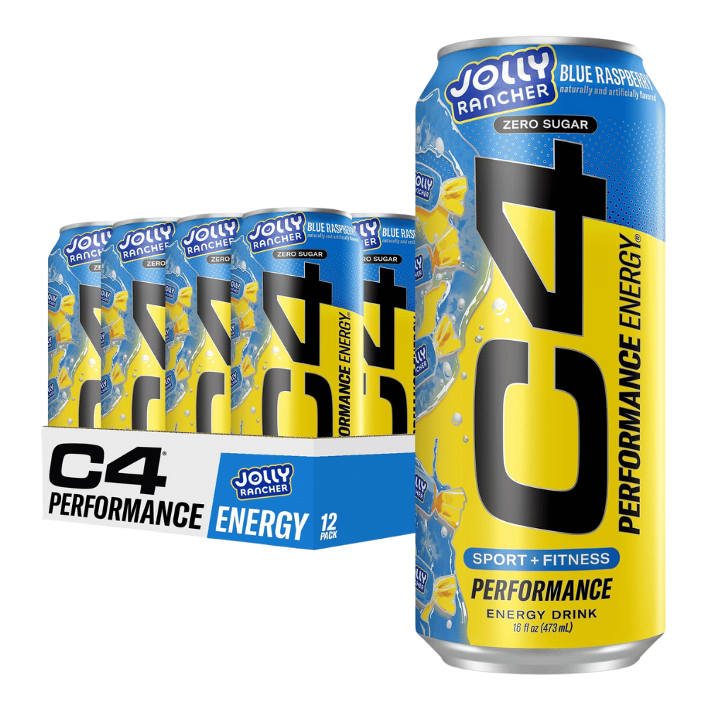 12 Pack of Blue Raspberry Jolly Ranchers C4 Energy Drinks - 12 x473ml Cans