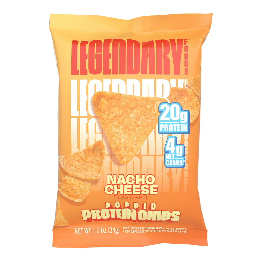 Legendary Foods Nacho Cheese Flavoured Popped Protein Chips (Crisps) - Single 34g Packet