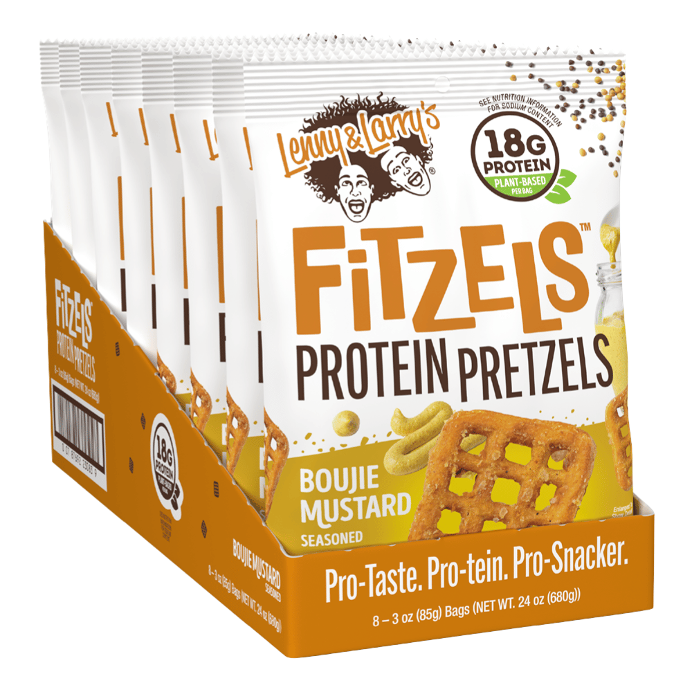 Lenny & Larry's Boujie Mustard Fitzels Protein Pretzels - 8 Pack Boxes 